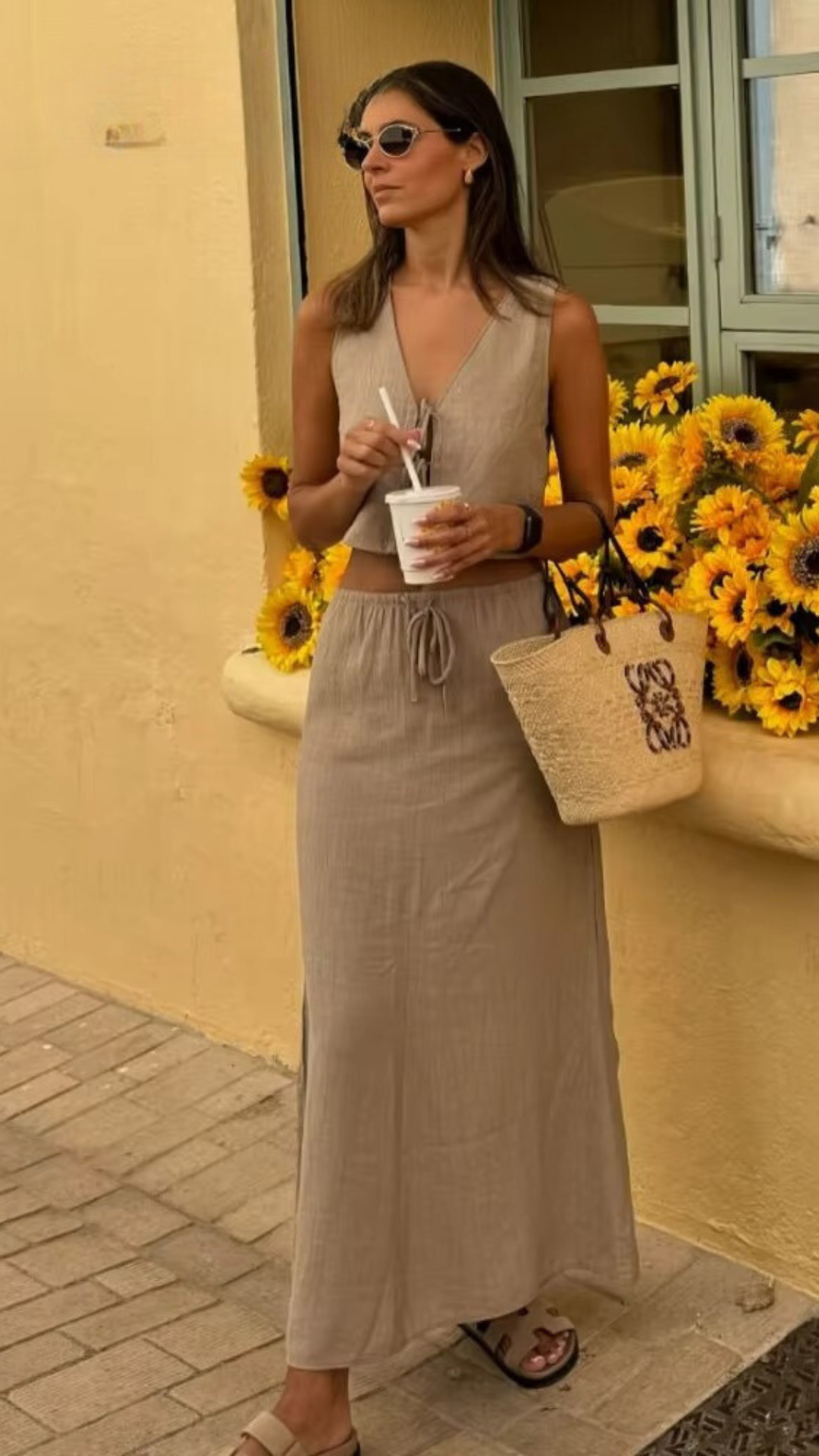 Conjunto Blusa Amarração Saia Longa Mia