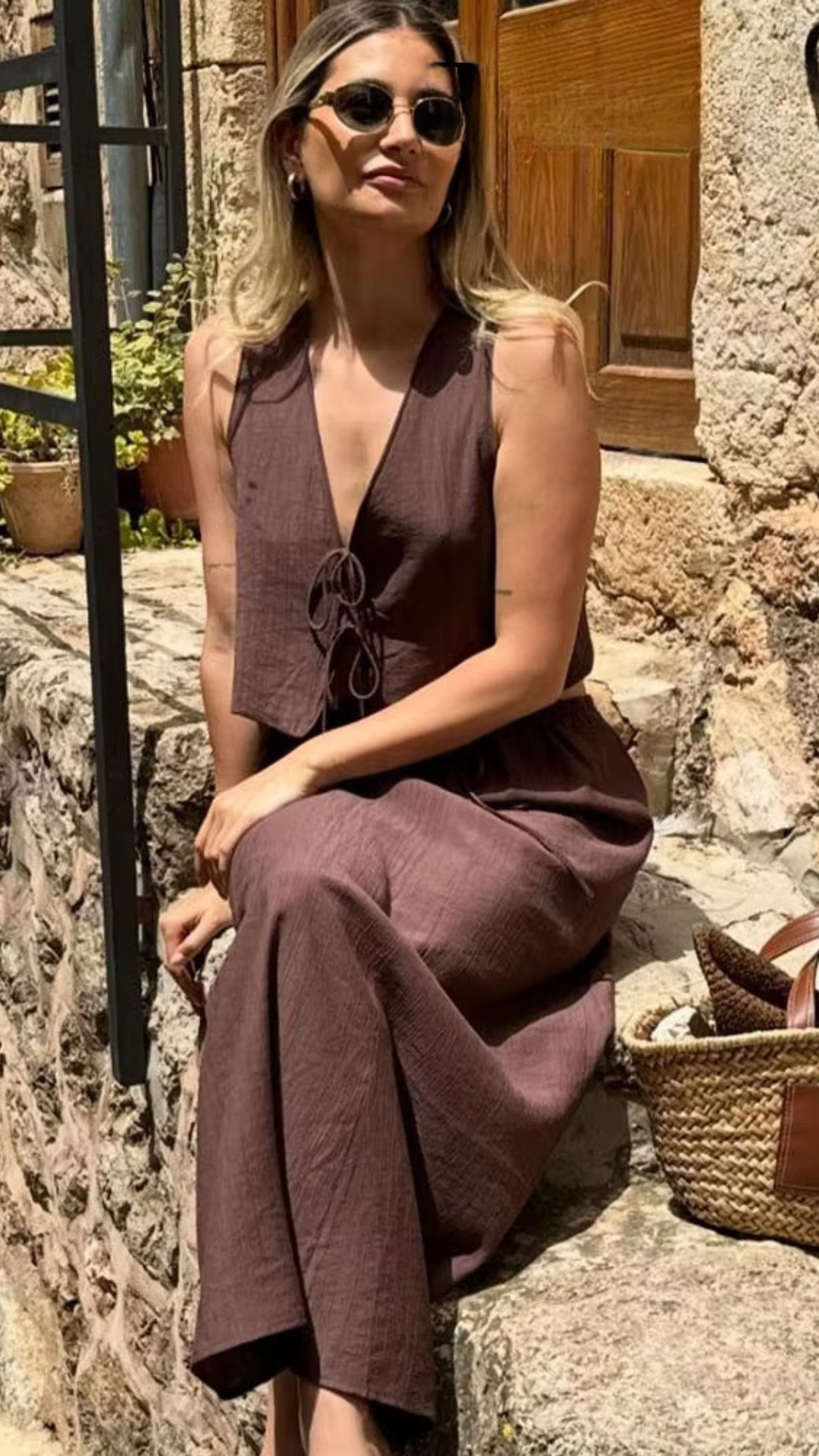 Conjunto Blusa Amarração Saia Longa Mia