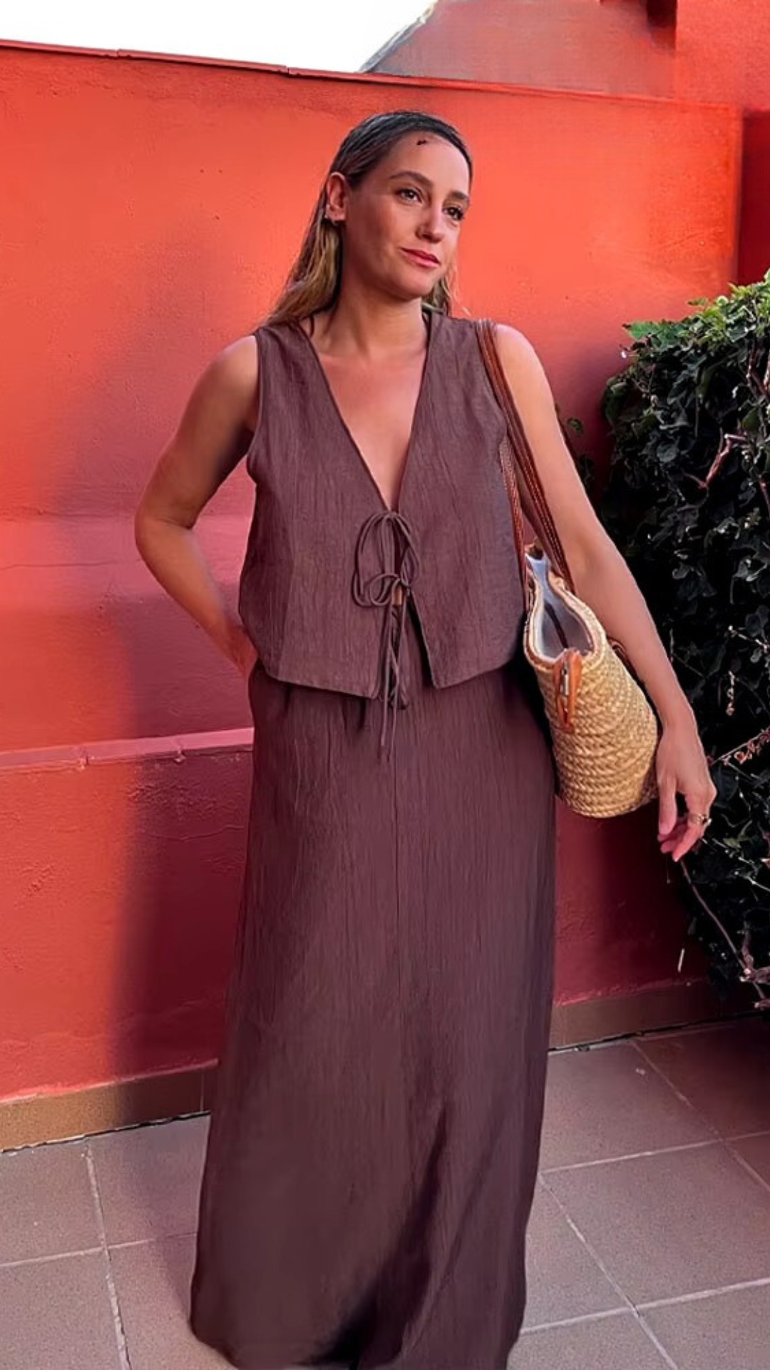 Conjunto Blusa Amarração Saia Longa Mia