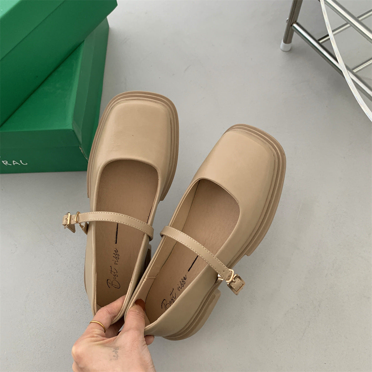 Sapatilha Rute Luxo Bico Quadrado Fecho Sapato Mary Jane