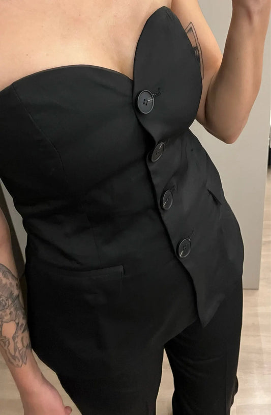 Conjunto Feminino Alfaiataria Tomara que Caia Botões Calça Martinez