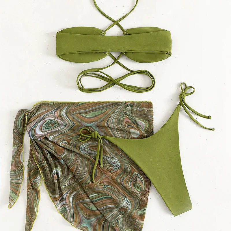 Biquíni Amarração Frontal Com Saia Cartagena