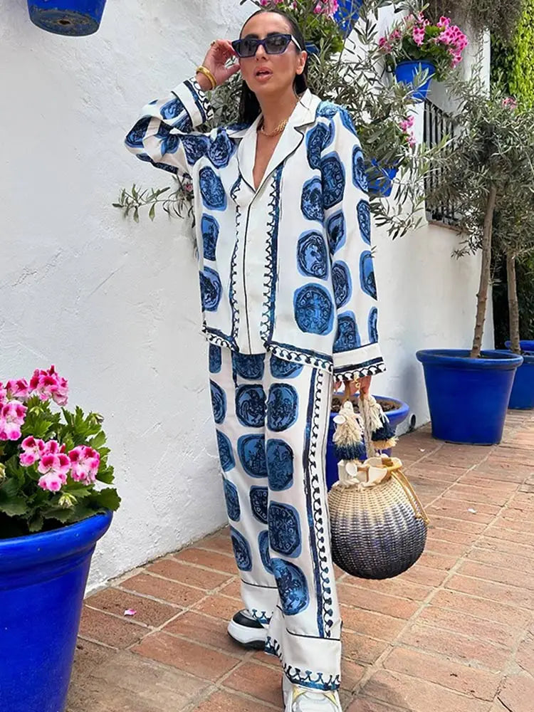 Conjunto Camisa e Calça Estampado Toque de seda Caruso