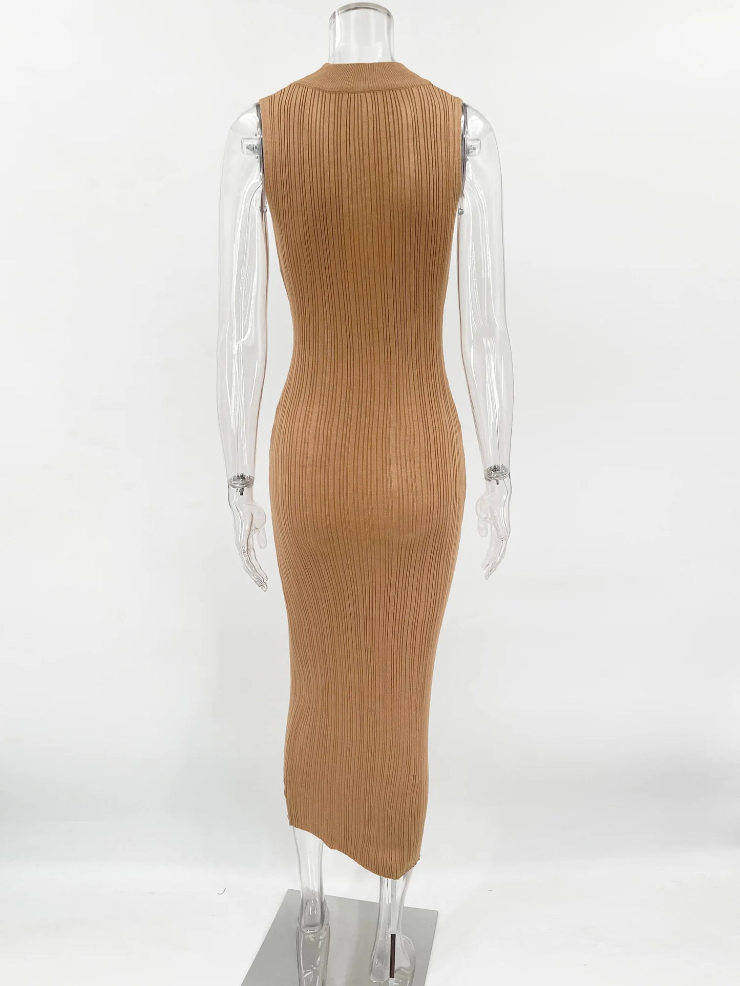 Vestido Longo Sexy Texturizado Gola Alta