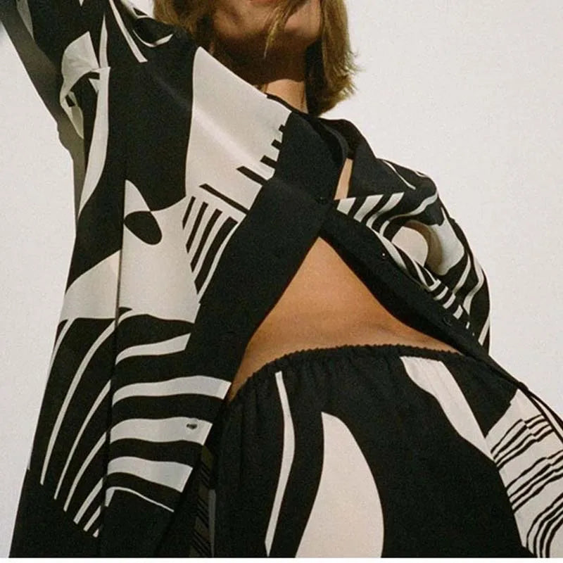 Conjunto Femino Camisa Calça Estampado Toque de Seda Dávila