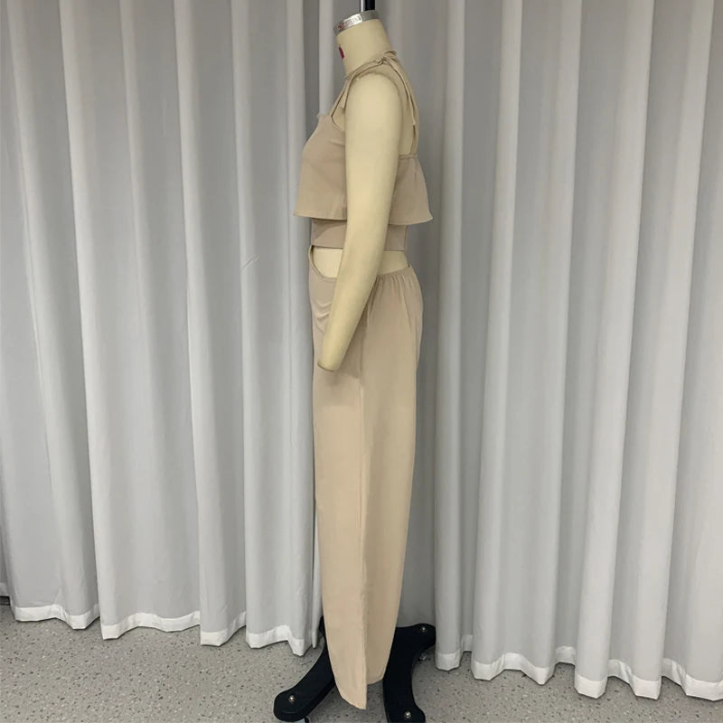 Conjunto Top Calça com Recortes Duna Amarração