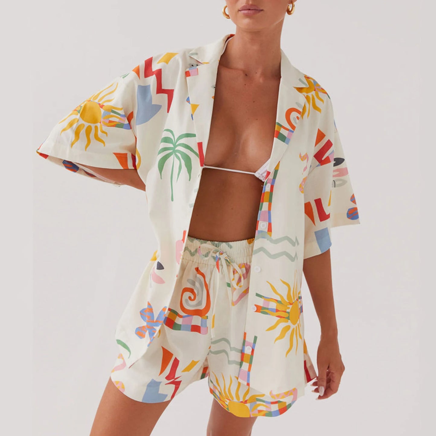 Conjunto Feminino Short e Camisa Estampado Fiorella