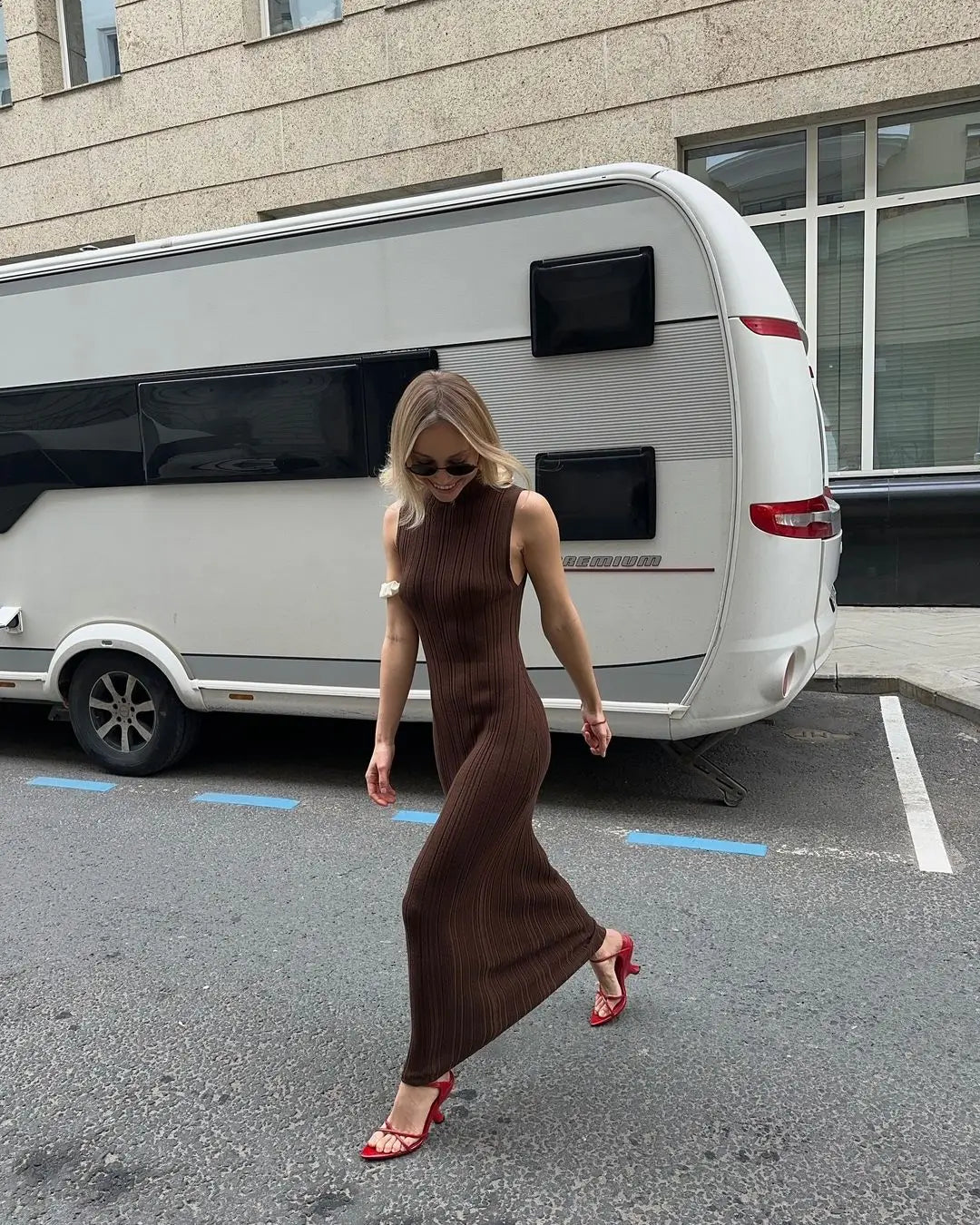 Vestido Longo Sexy Texturizado Gola Alta