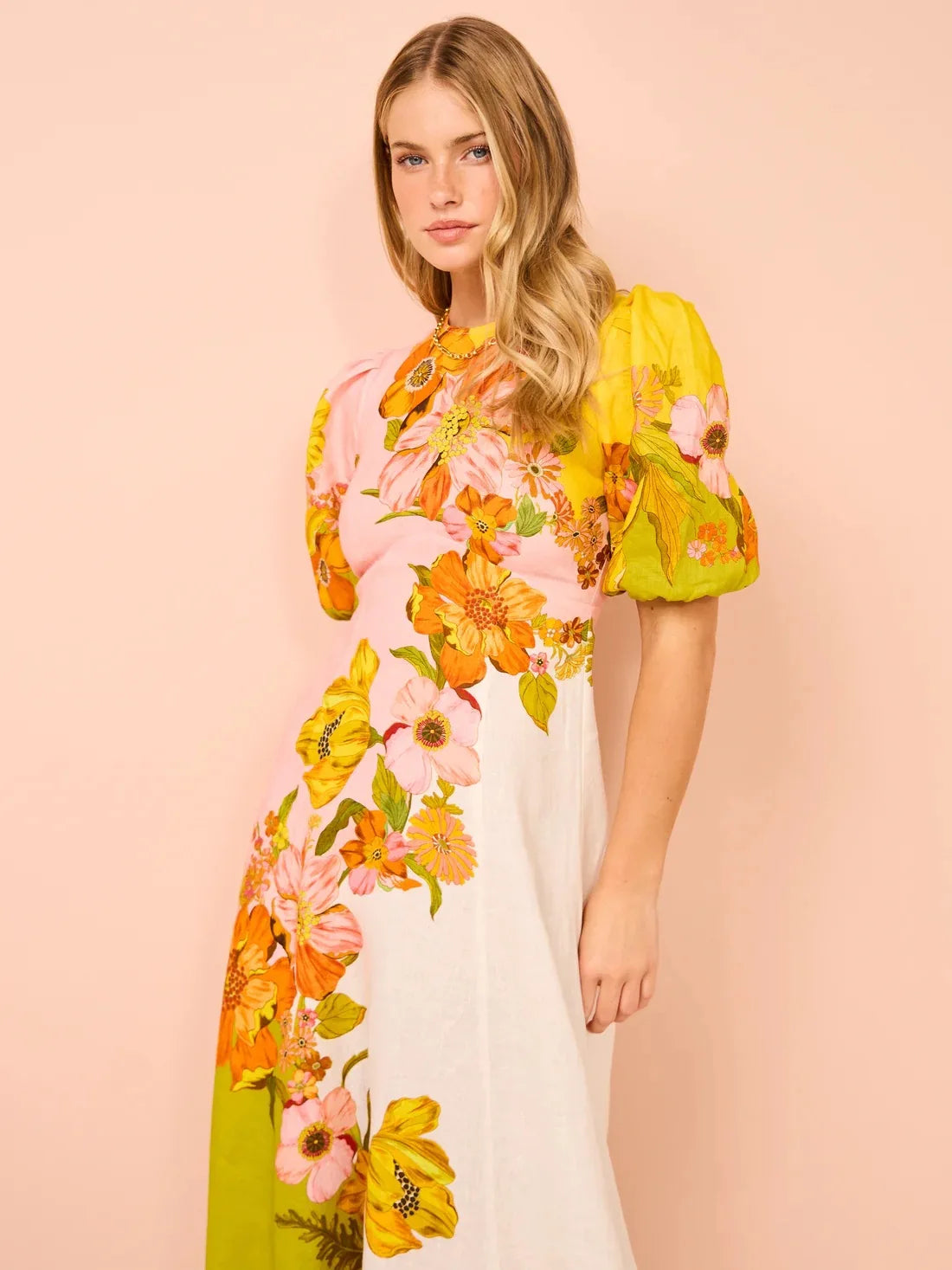 Vestido Blossom Manga Bufante MIDI