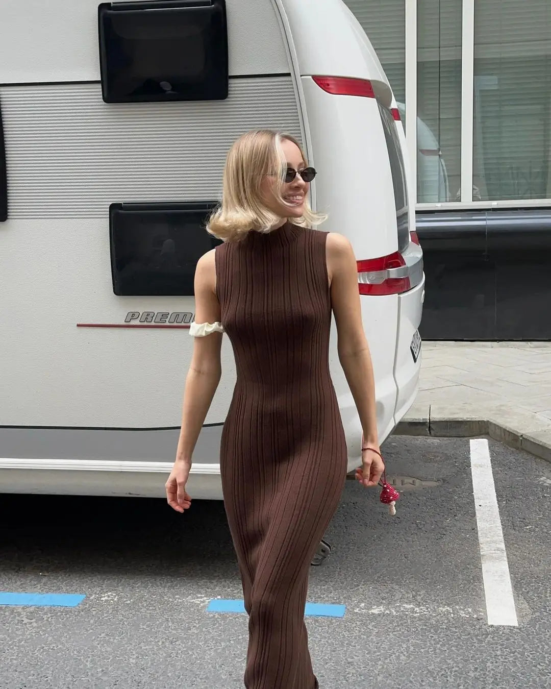 Vestido Longo Sexy Texturizado Gola Alta