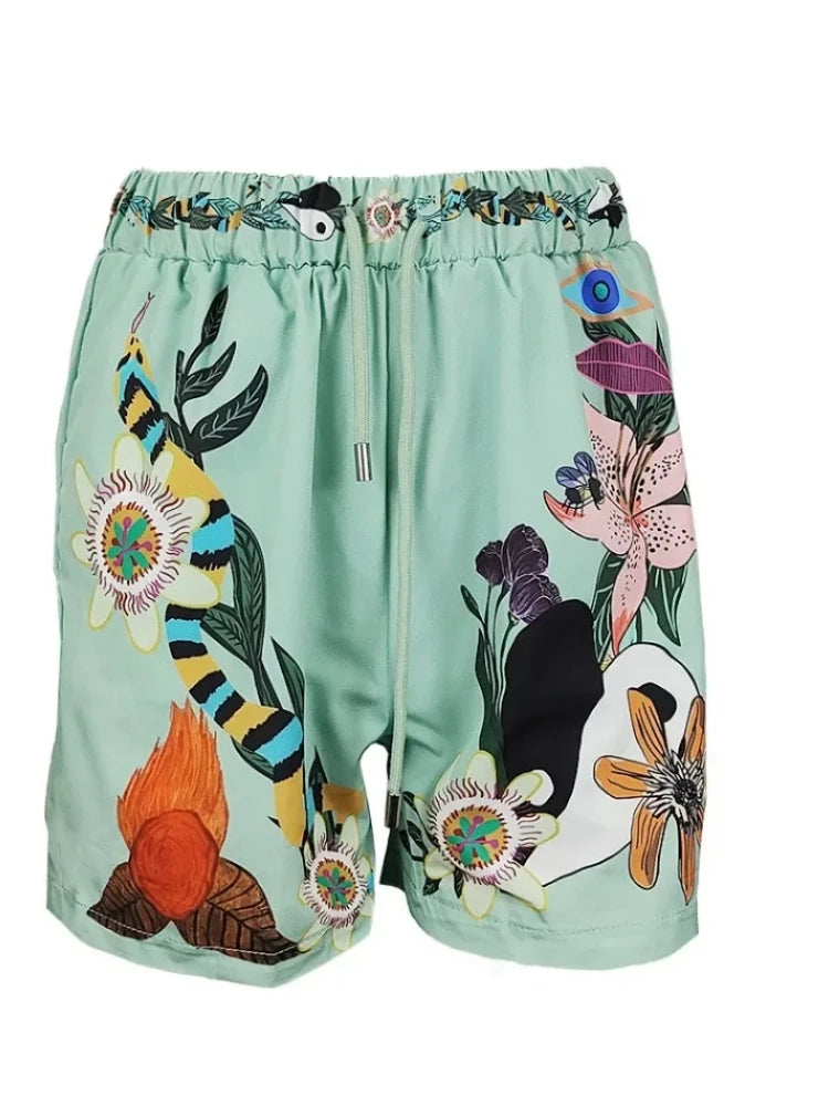 Conjunto Feminino Camisa Short Estampado Electra Green