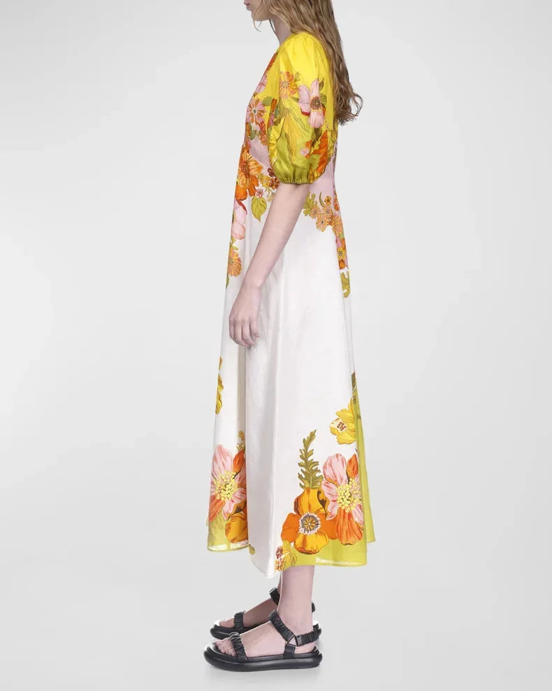 Vestido Blossom Manga Bufante MIDI