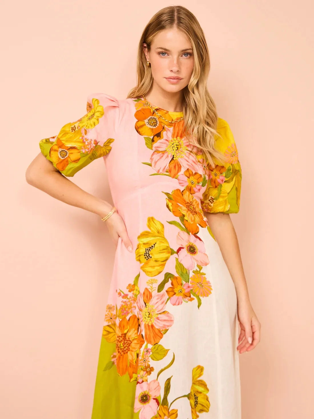 Vestido Blossom Manga Bufante MIDI