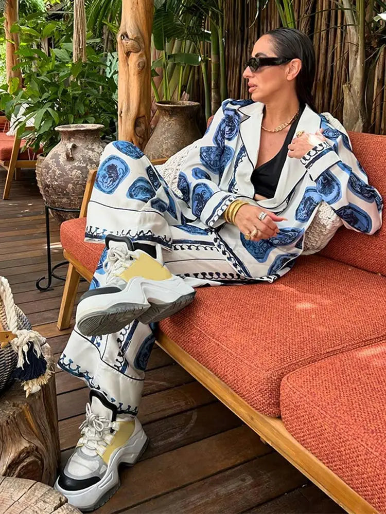 Conjunto Camisa e Calça Estampado Toque de seda Caruso