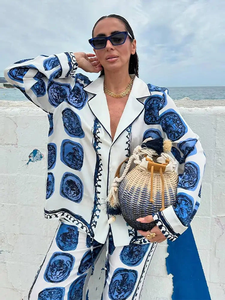 Conjunto Camisa e Calça Estampado Toque de seda Caruso