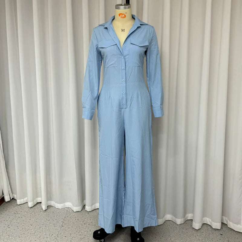 Macacão Feminino Longo Botões Manga Longa Virgínia