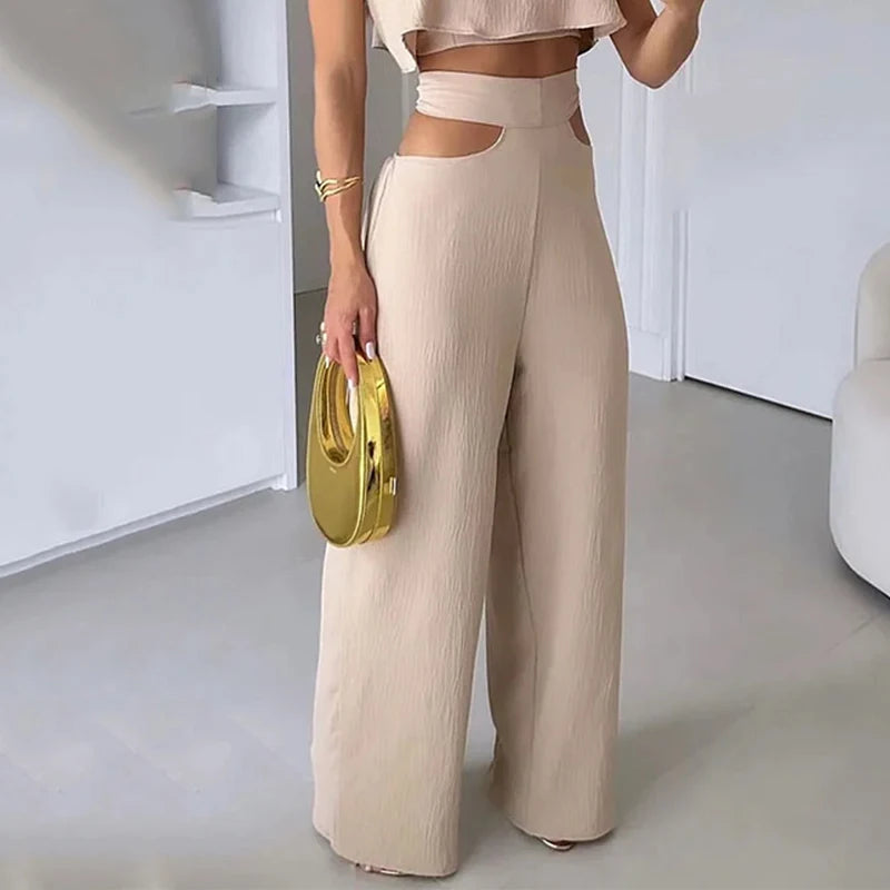 Conjunto Top Calça com Recortes Duna Amarração