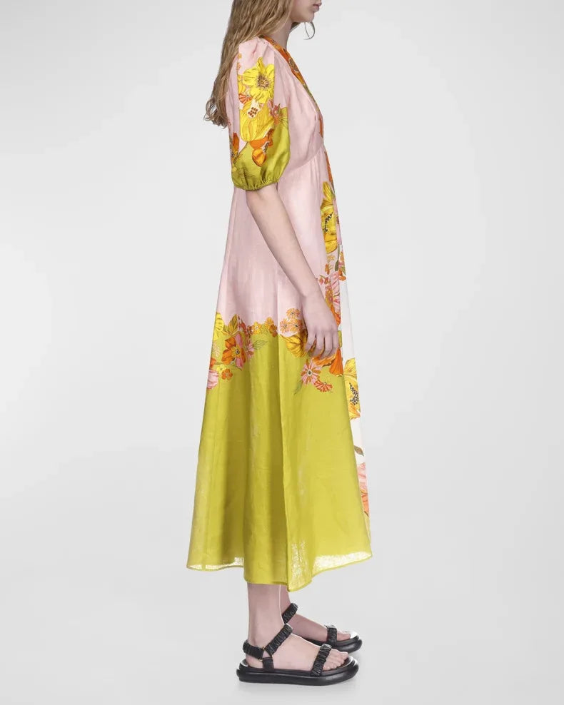 Vestido Blossom Manga Bufante MIDI