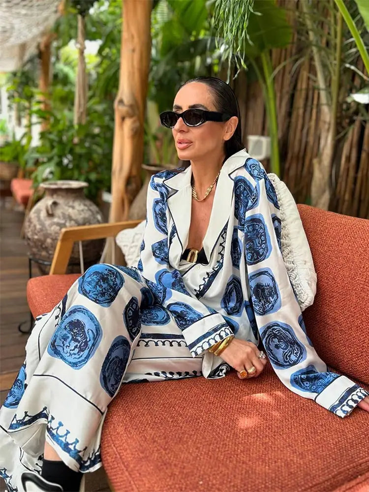 Conjunto Camisa e Calça Estampado Toque de seda Caruso