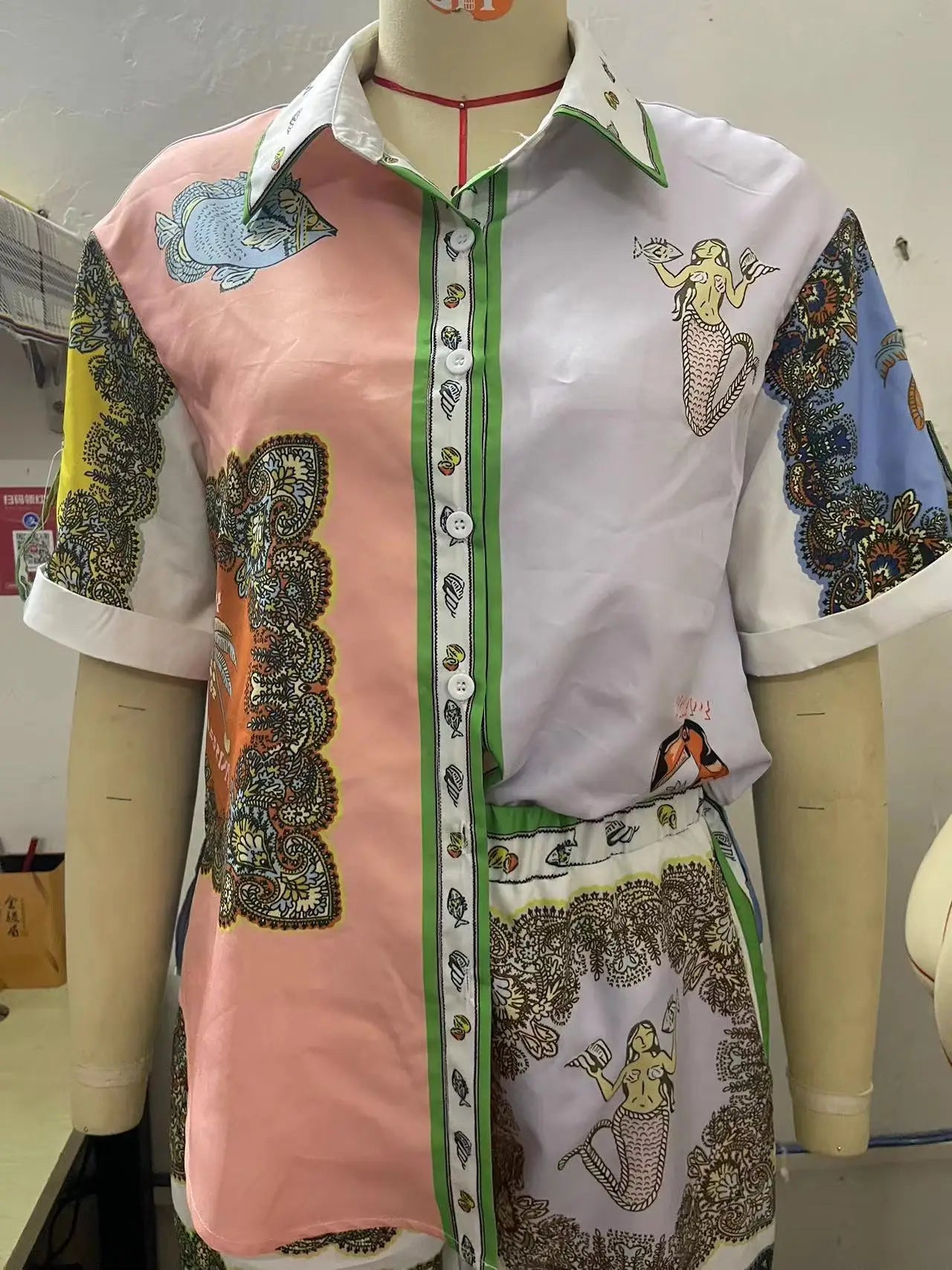 Conjunto Feminino Camisa Calça Estampado Kali