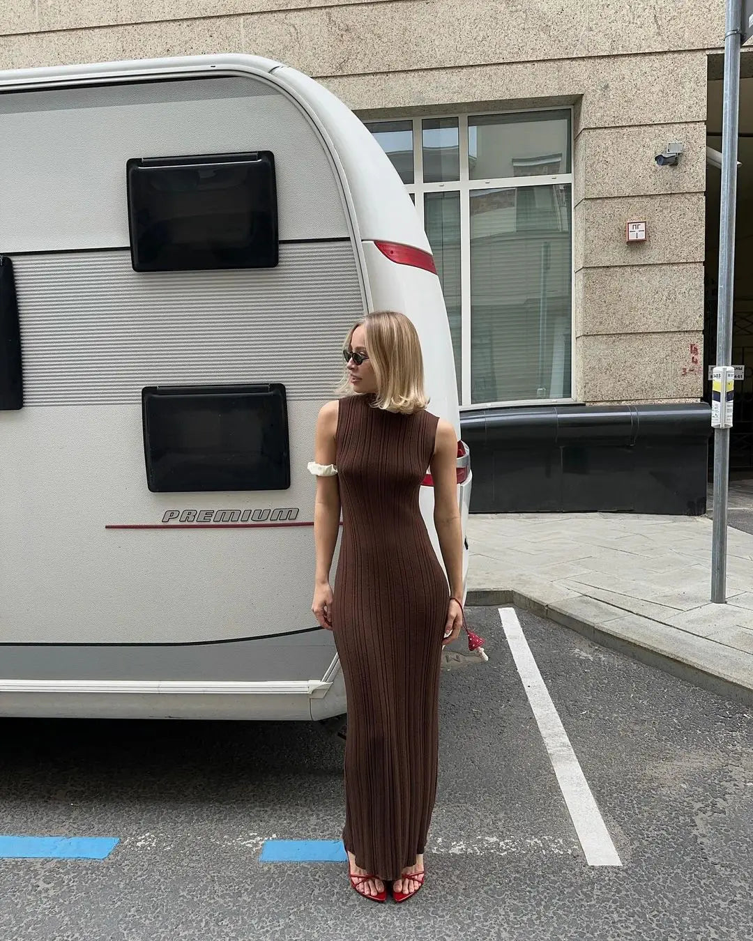 Vestido Longo Sexy Texturizado Gola Alta