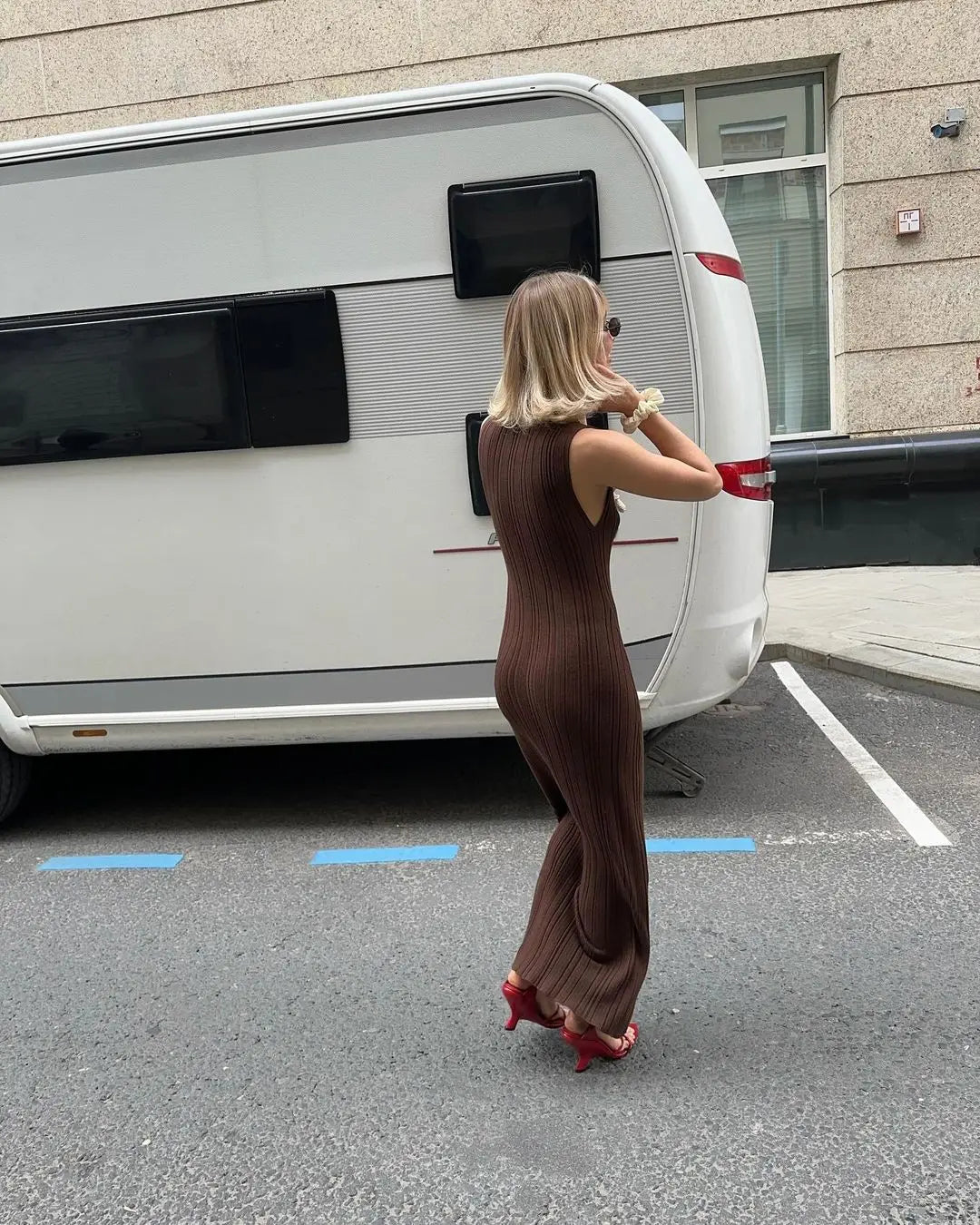 Vestido Longo Sexy Texturizado Gola Alta