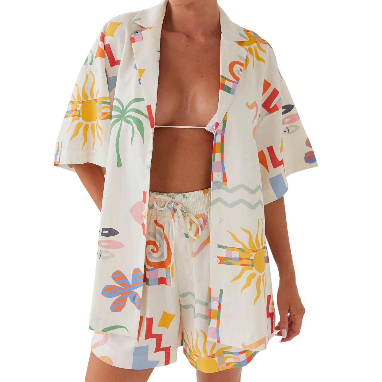 Conjunto Feminino Short e Camisa Estampado Fiorella