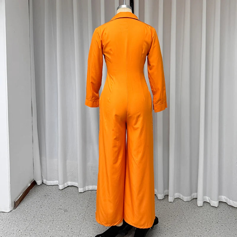 Macacão Feminino Longo Botões Manga Longa Virgínia