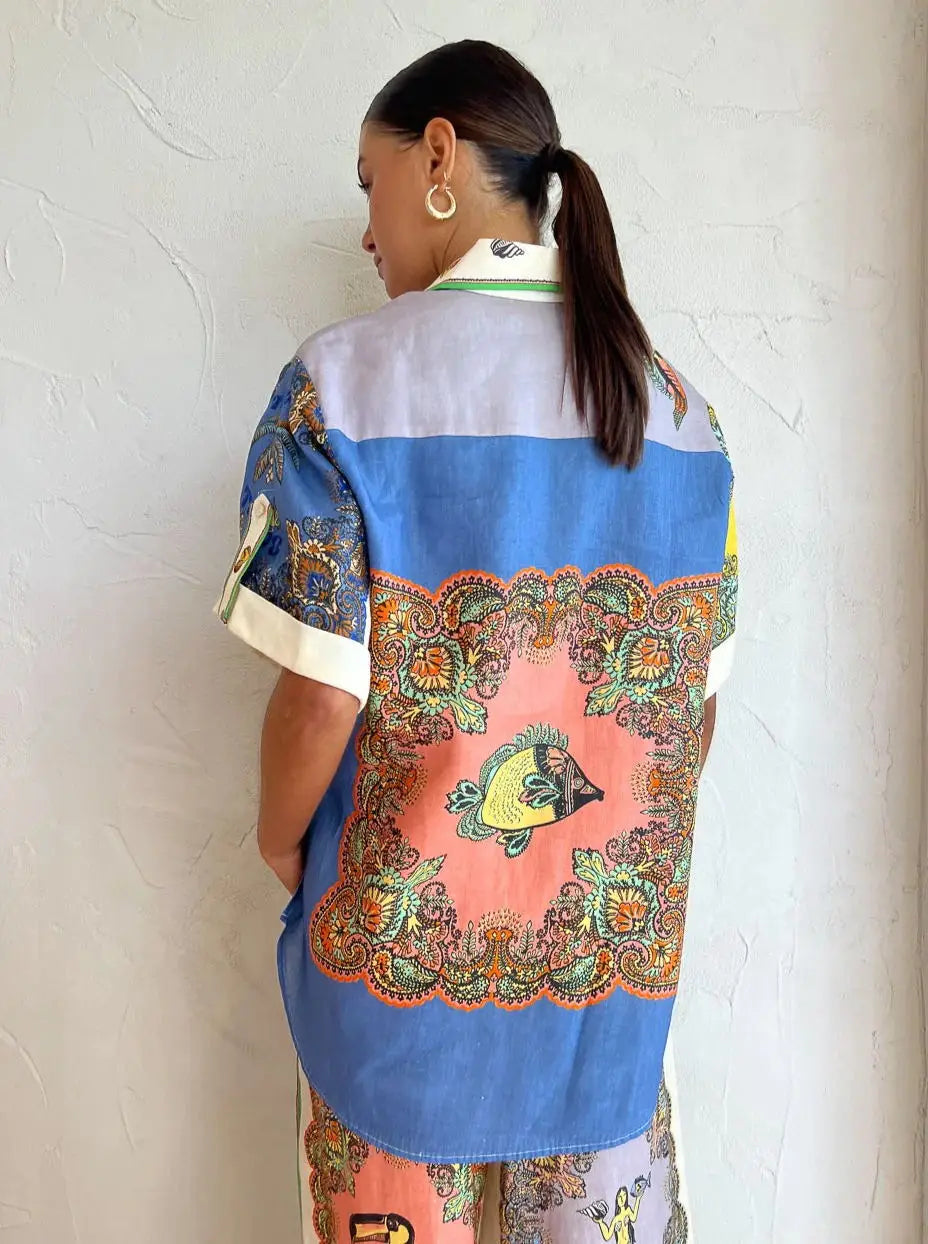 Conjunto Feminino Camisa Calça Estampado Kali