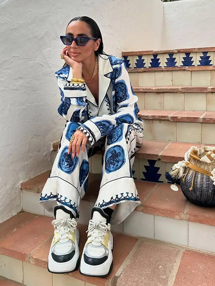 Conjunto Camisa e Calça Estampado Toque de seda Caruso