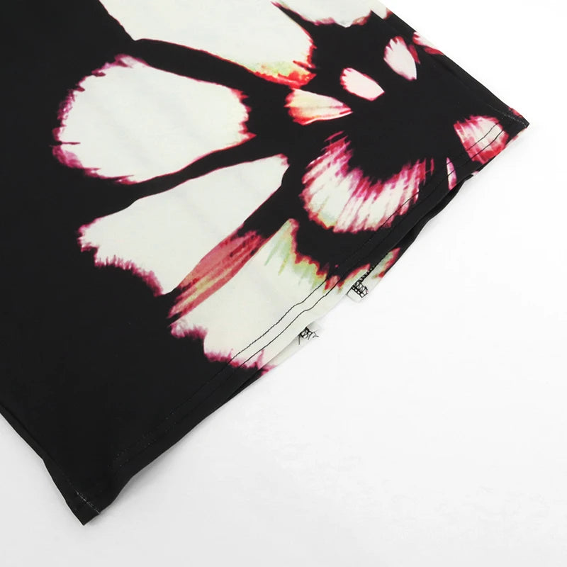 Vestido Sexy Longo Vazado Lateral Flores Antônia