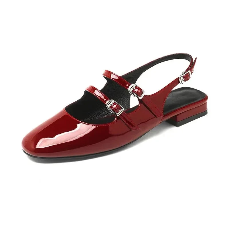Sapatilha Amber Slingback Fecho Duplo Verniz Mary Jane
