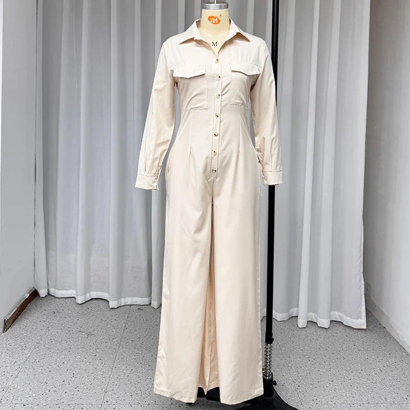 Macacão Feminino Longo Botões Manga Longa Virgínia