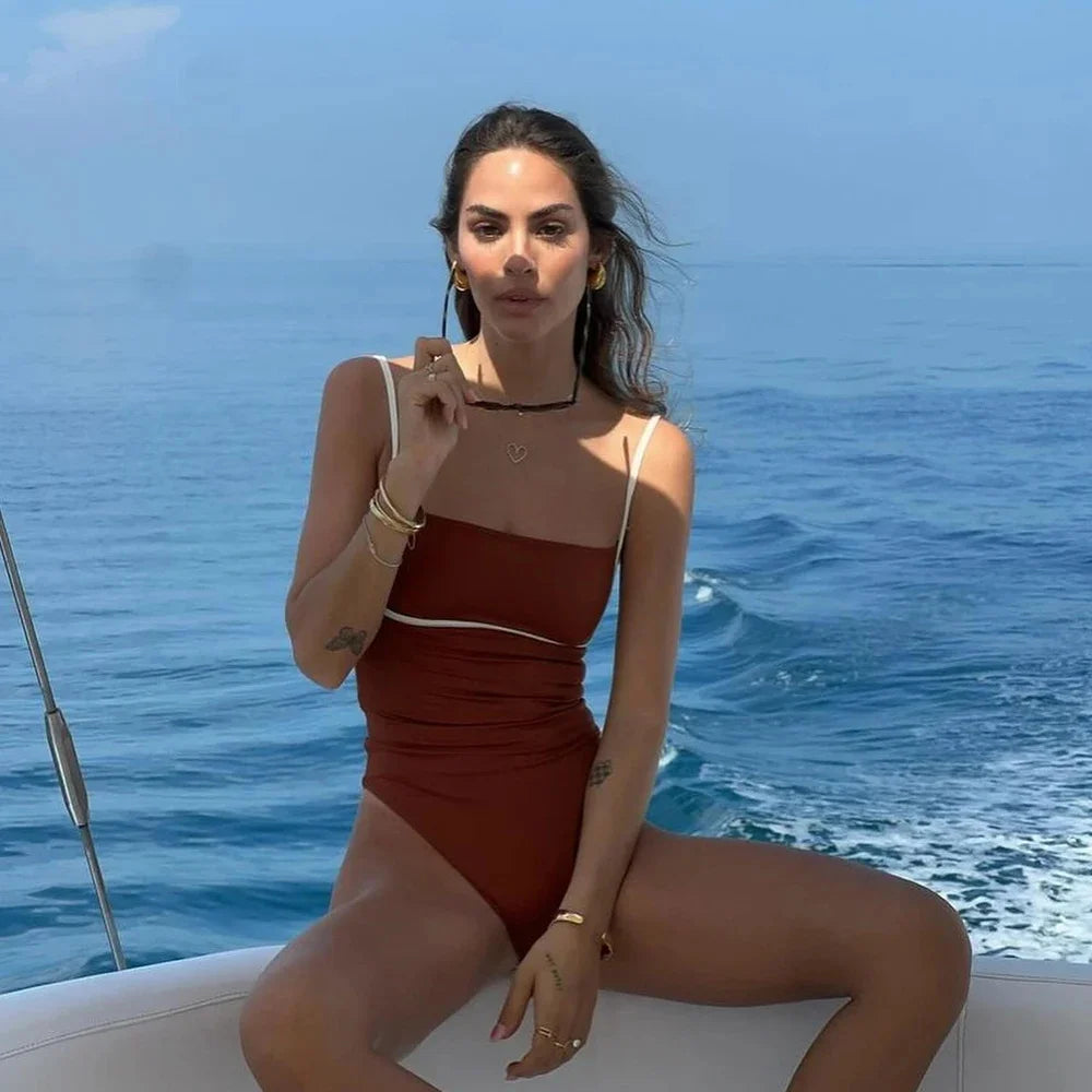 Maiô Alcinha Frente Única Aesthetic Marrom Marrocos