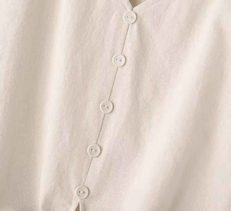 Conjunto Camisa Botão Short Elástico Viscolinho Millos