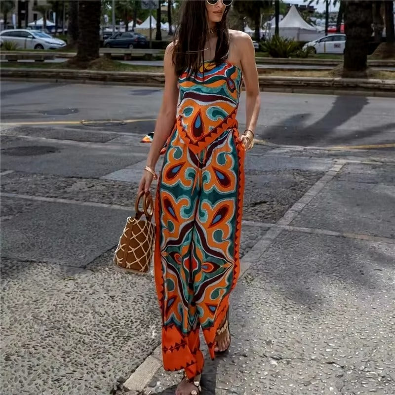 Conjunto Feminino Bandana e Calça Estampado Boho Isa