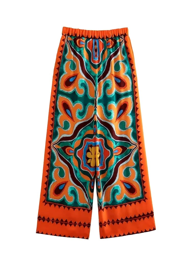 Conjunto Feminino Bandana e Calça Estampado Boho Isa