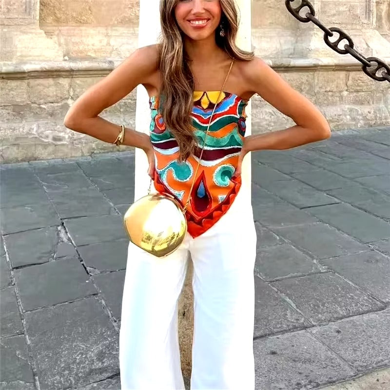 Conjunto Feminino Bandana e Calça Estampado Boho Isa