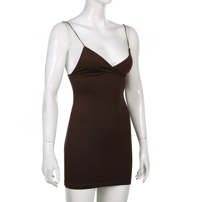 Vestido Curto Alcinha Sexy Marrom