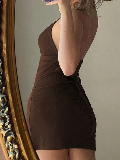 Vestido Curto Alcinha Sexy Marrom