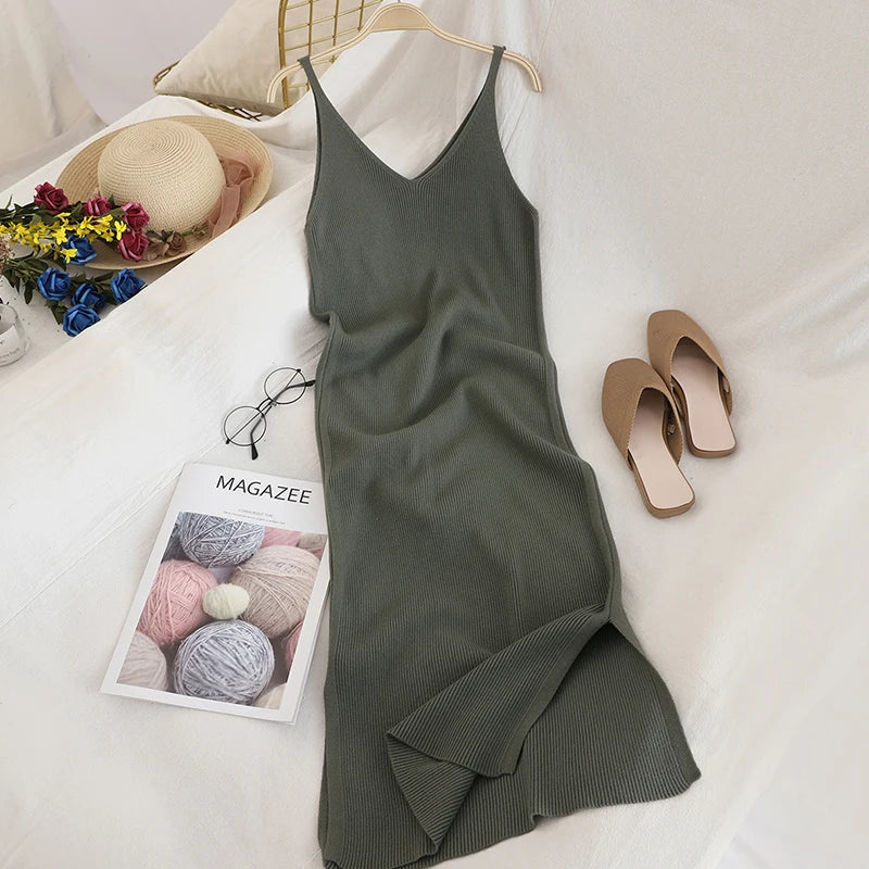 Vestido Longo Modal Canelado Alcinha Sexy