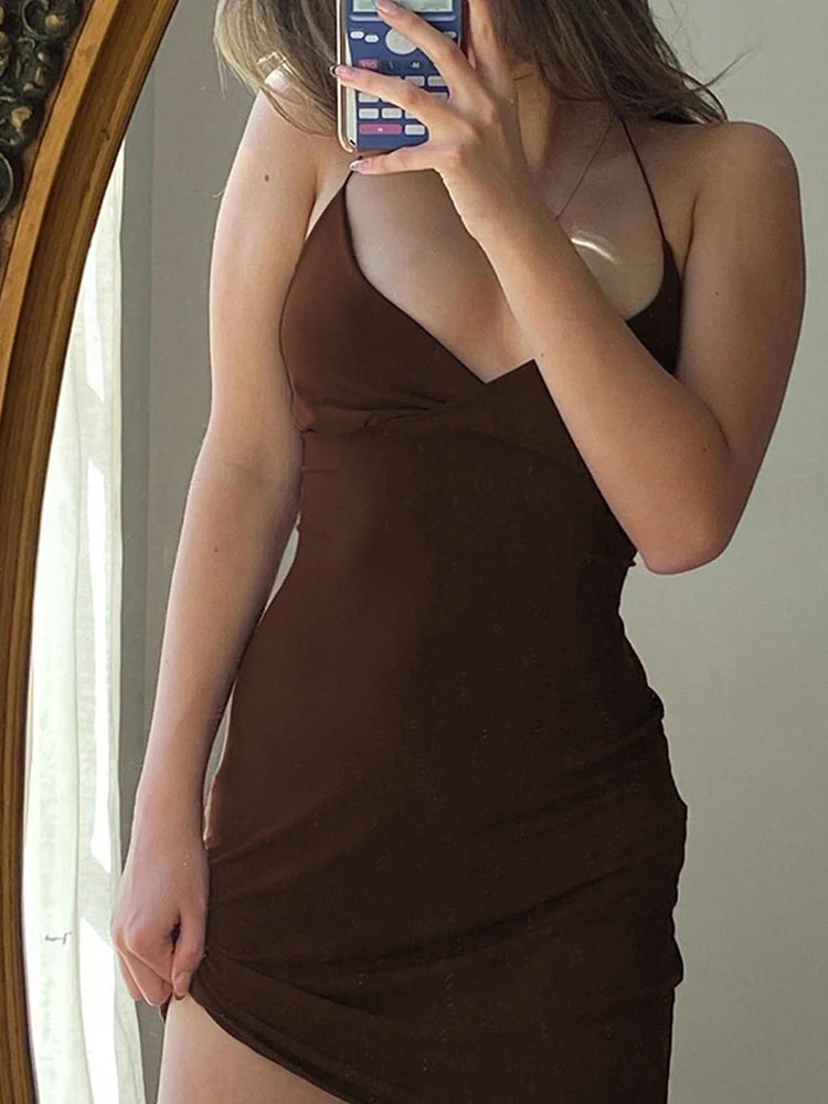 Vestido Curto Alcinha Sexy Marrom