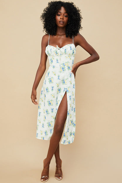 Vestido Vivian Boho Alcinha Fenda Lateral Branco