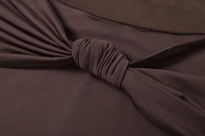 Vestido Longo Sexy Marrom Alcinha Transparência Mocha Mousse