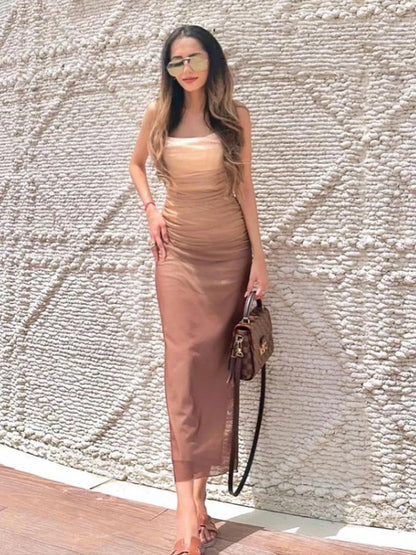 Vestido Curto Sexy Tule Degradê Alcinha Boho Chic