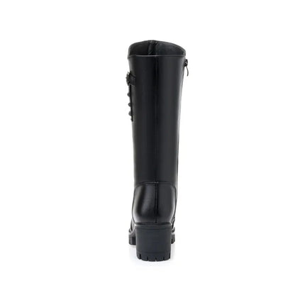Bota Warm Cano Alto Forrada Peluciada Impermeável Couro Preta