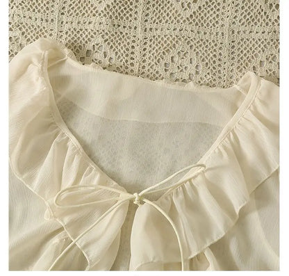 Camisa Feminina Babados Amarração Flaire
