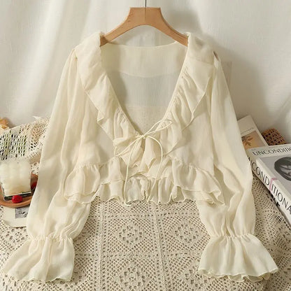 Camisa Feminina Babados Amarração Flaire