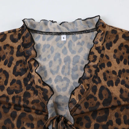 Blusa Flaire Oncinha Amarração Frontal Vintage Boho