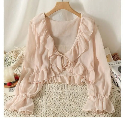 Camisa Feminina Babados Amarração Flaire